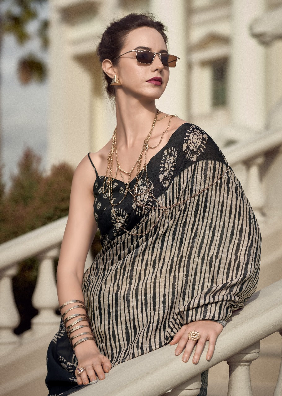 Rajath Resham Black Handcrafted Saree – Timeless Elegance in Every Thread 2