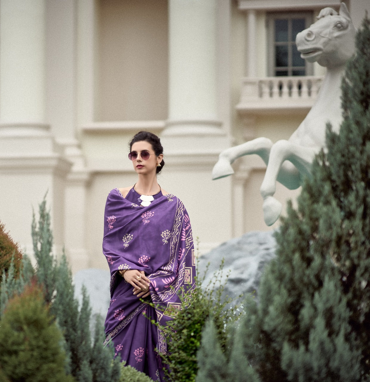 Rajath Resham purple  Handcrafted Saree – Timeless Elegance in Every Thread